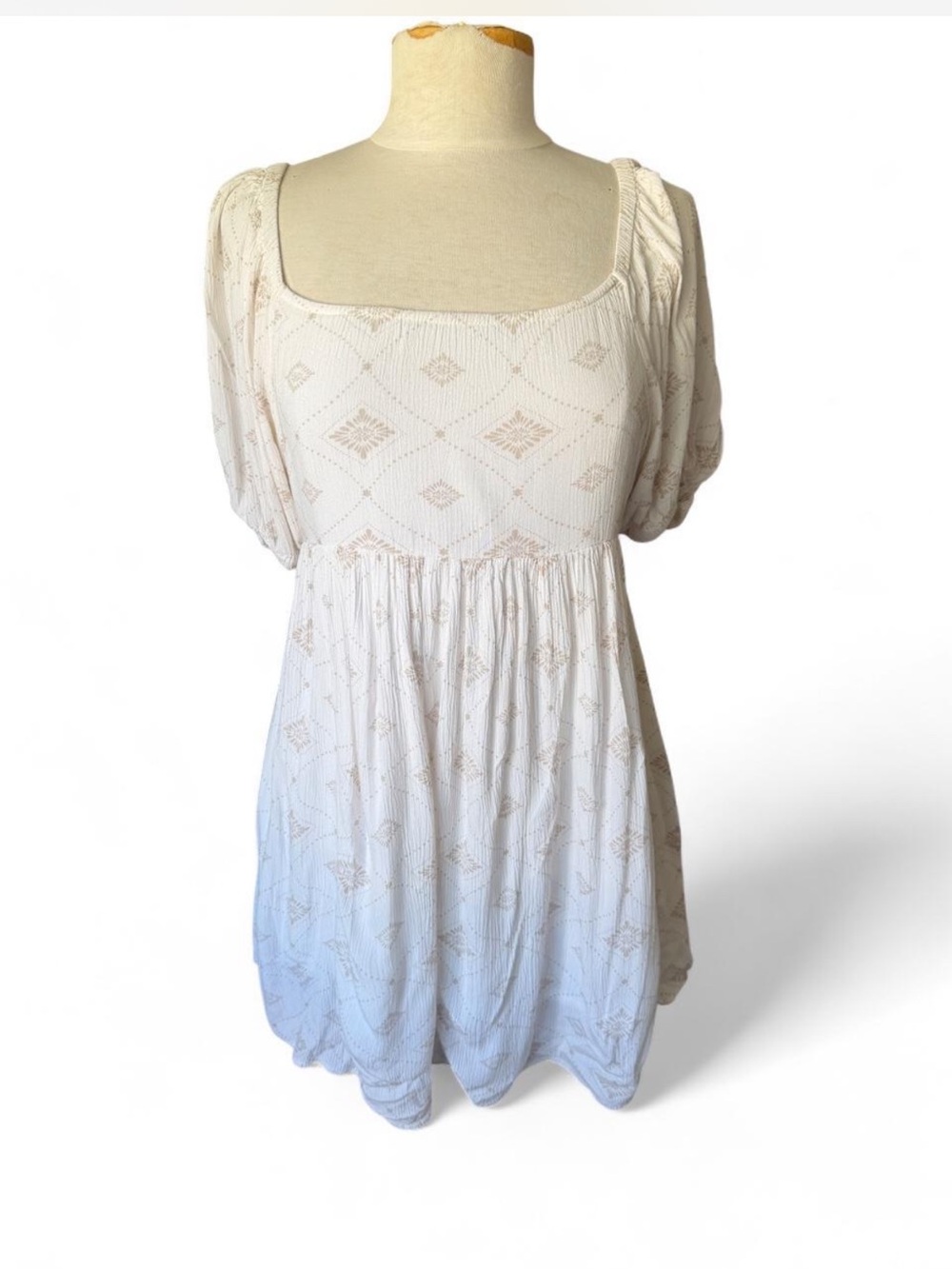 O'Neill Boho Print Cut-Out Back Puff Sleeve Mini Dress Medium